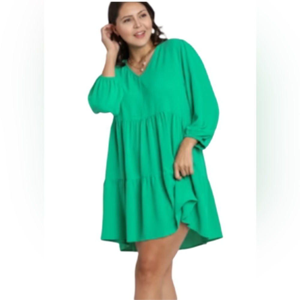 Umgee ruffled, tiered dress. Green. Size XL. NWT